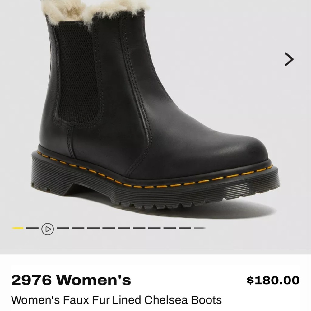 Women's Faux Fur Lined Chelsea Boots Dr. Martens WORE ONCE